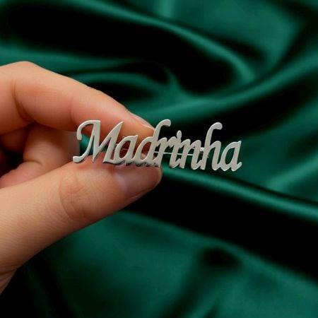 Handmade 925 Sterling Silver Madrinha Name Brooch Pin
